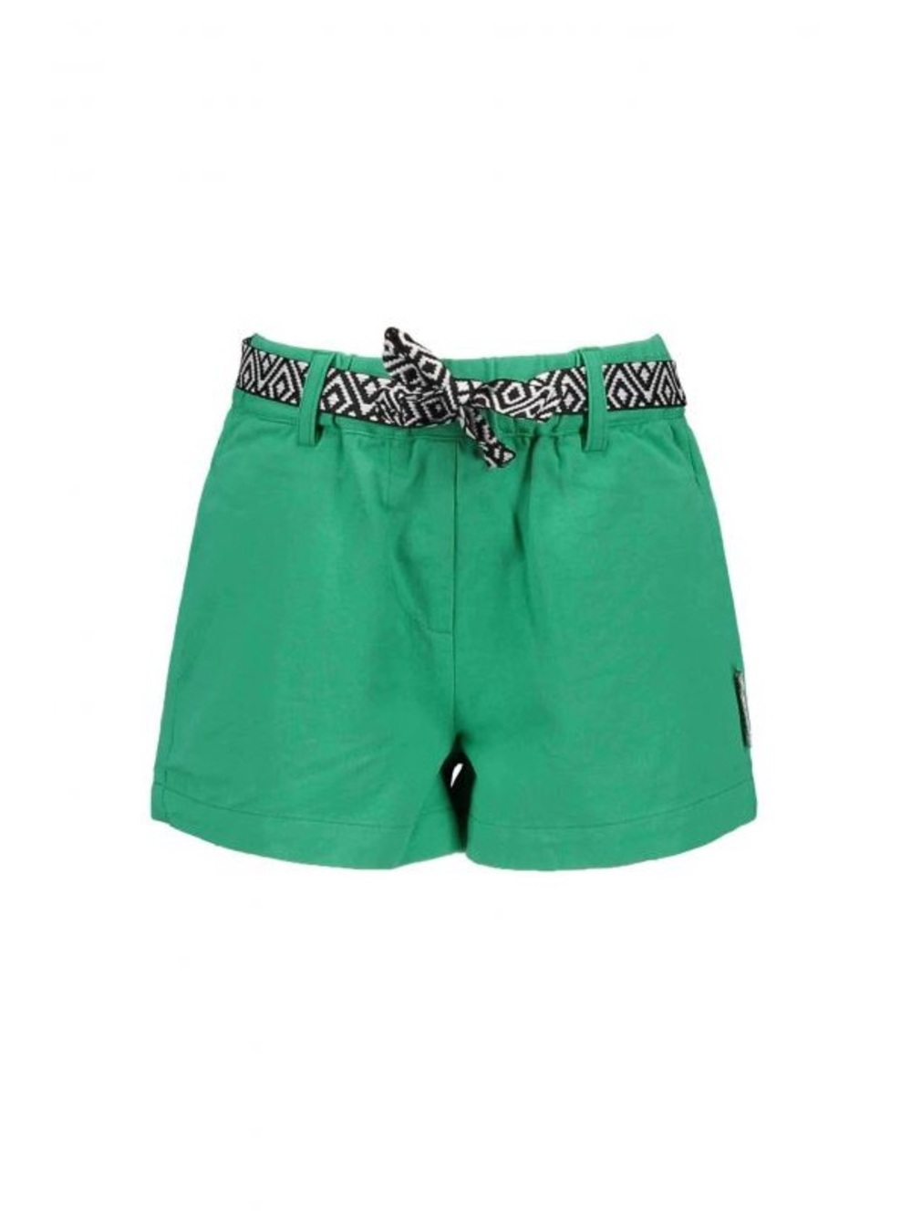 Girls' Green Belted Cotton Shorts
